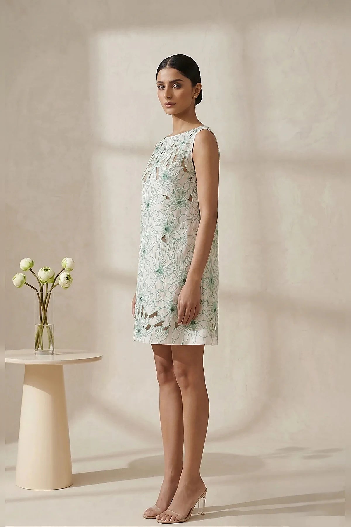 Avira — Hand-Embroidered Cotton Cutwork Floral Dress
