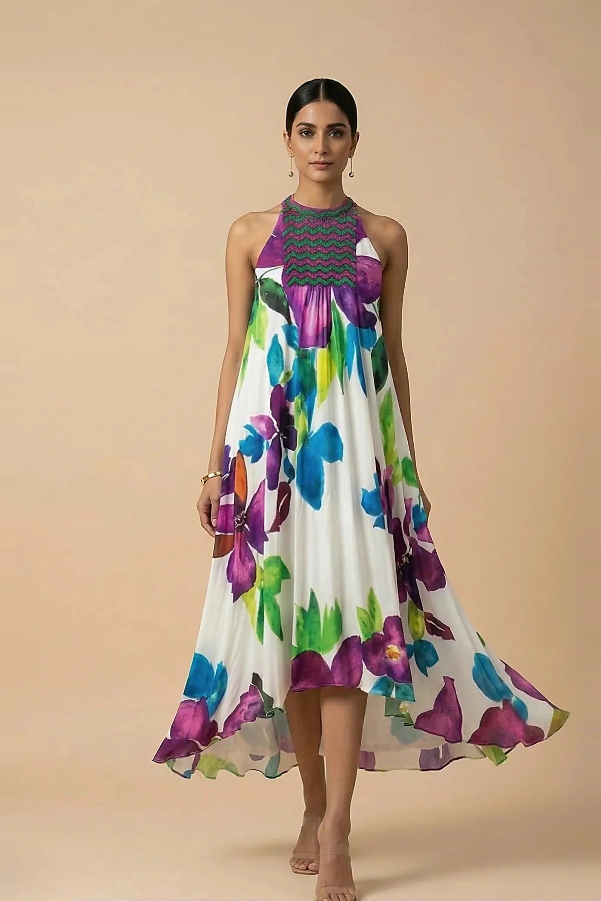Isla — Embroidered Silk Shantoon Dress