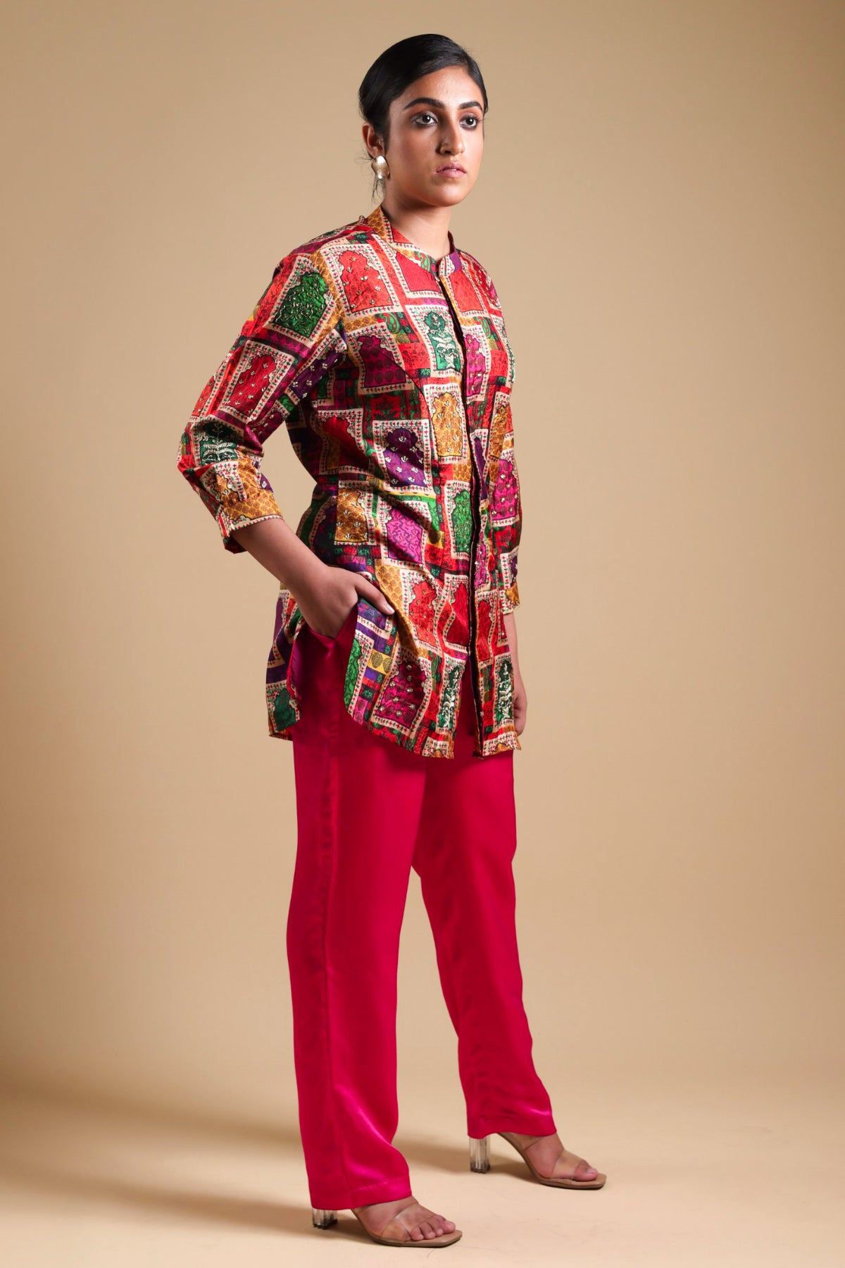 Samaira zardosi hand embroidered jharoka print co-ord set