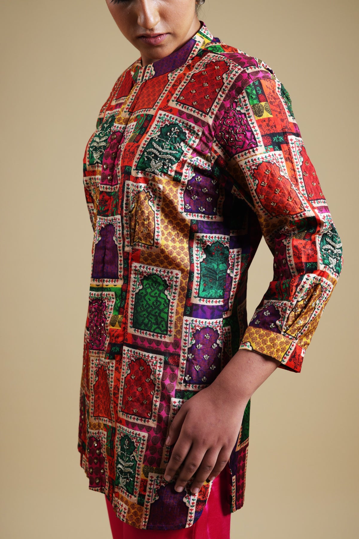 Samaira zardosi hand embroidered jharoka print co-ord set