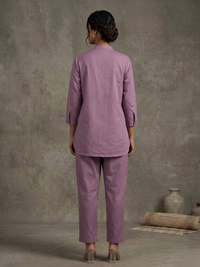 Golden Hour Lavender Hand-Embroidered Cotton Co-ord Set