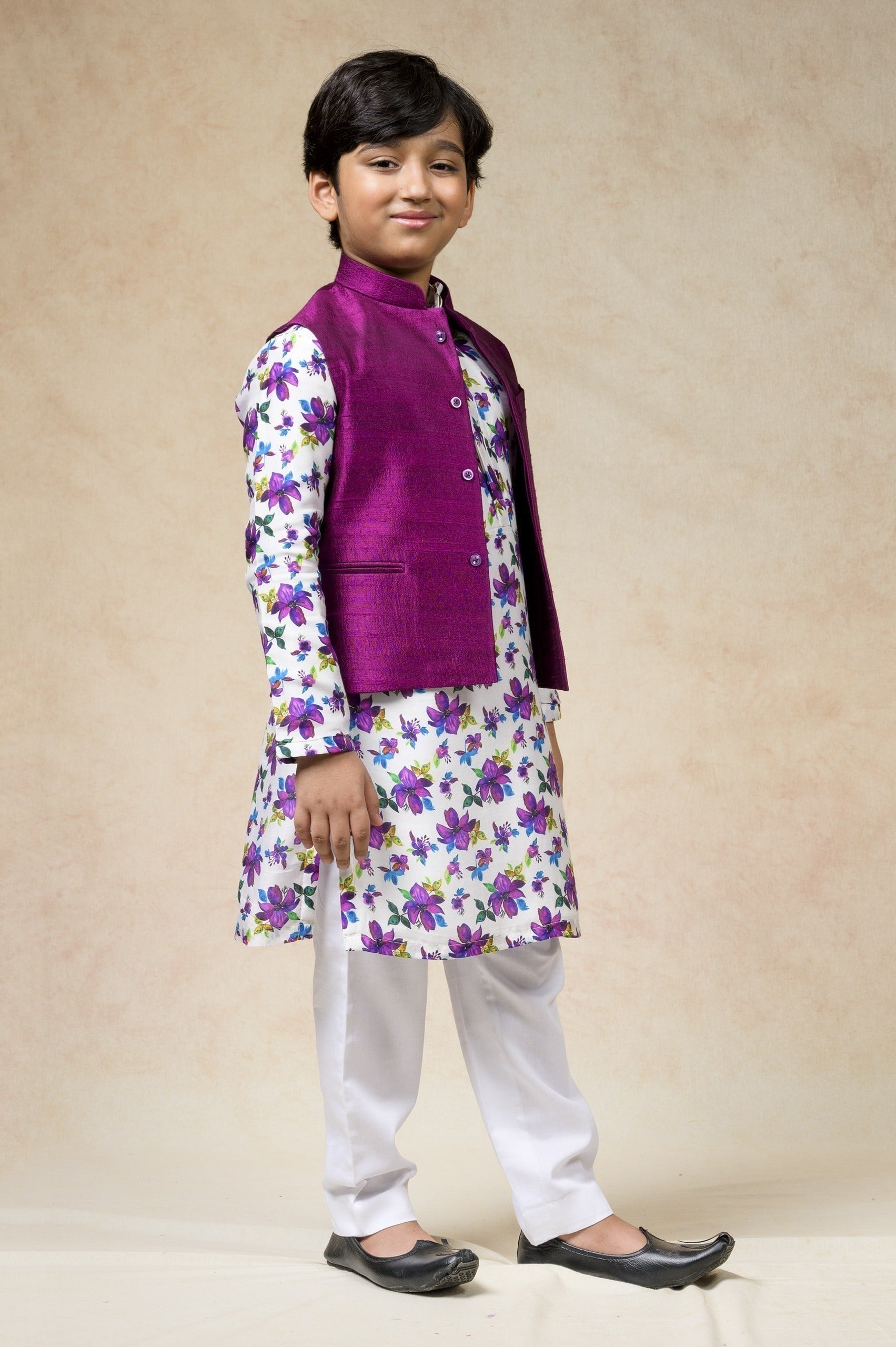 Hand Embroidered silk twinning set for Mom + Son