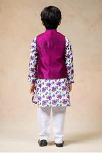 Hand Embroidered silk twinning set for Mom + Son