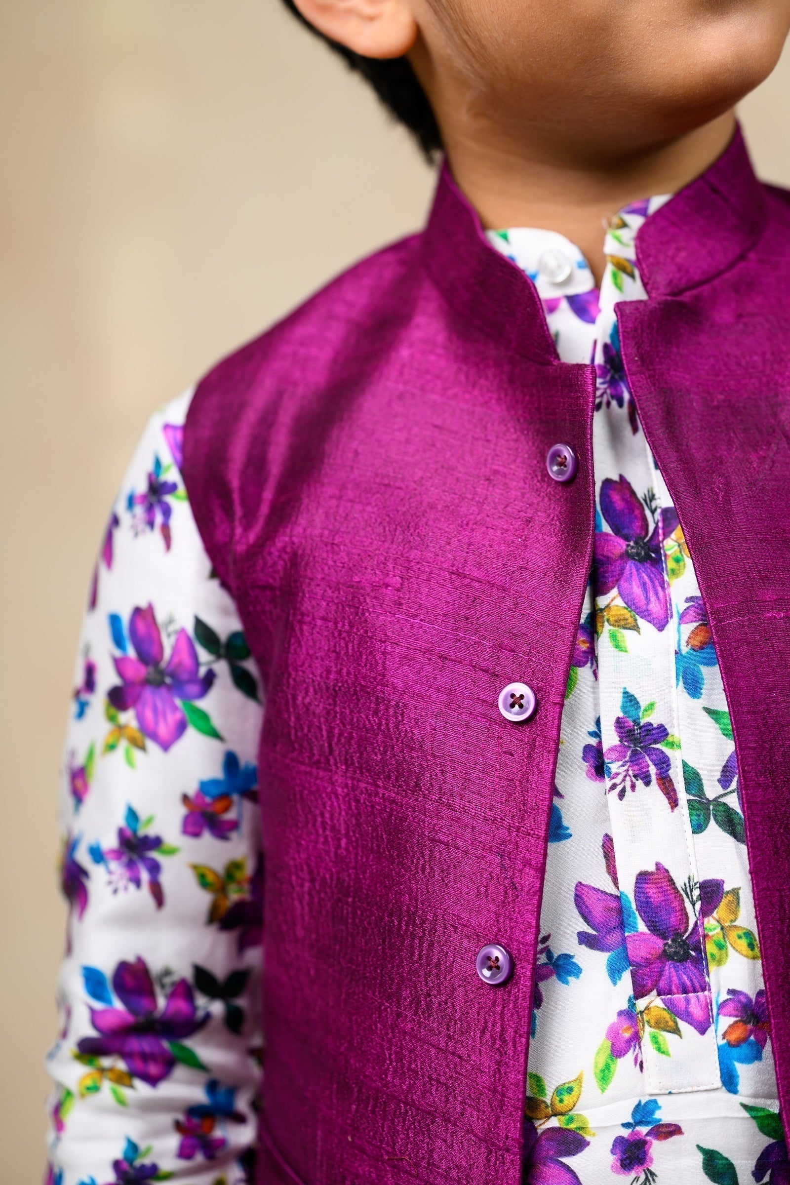 Hand Embroidered silk twinning set for Mom + Son