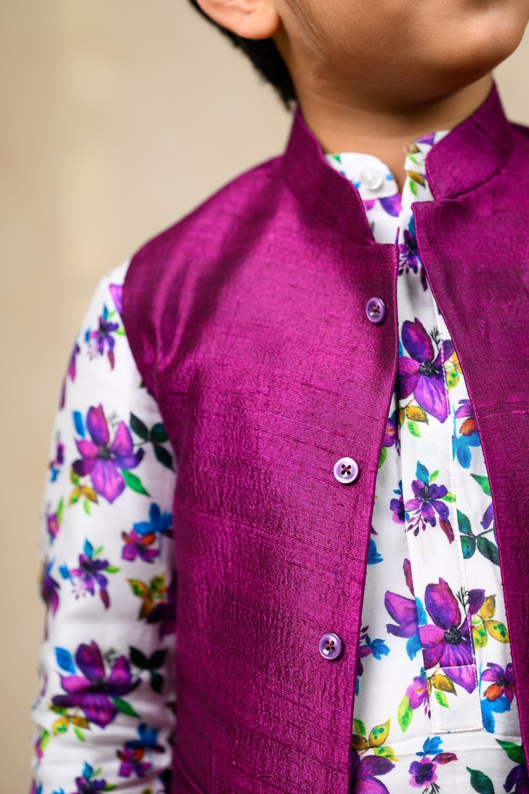 Hand Embroidered silk twinning set for Mom + Son