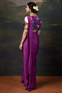 Padma - Magenta Hand-Embroidered Pre-Draped Saree