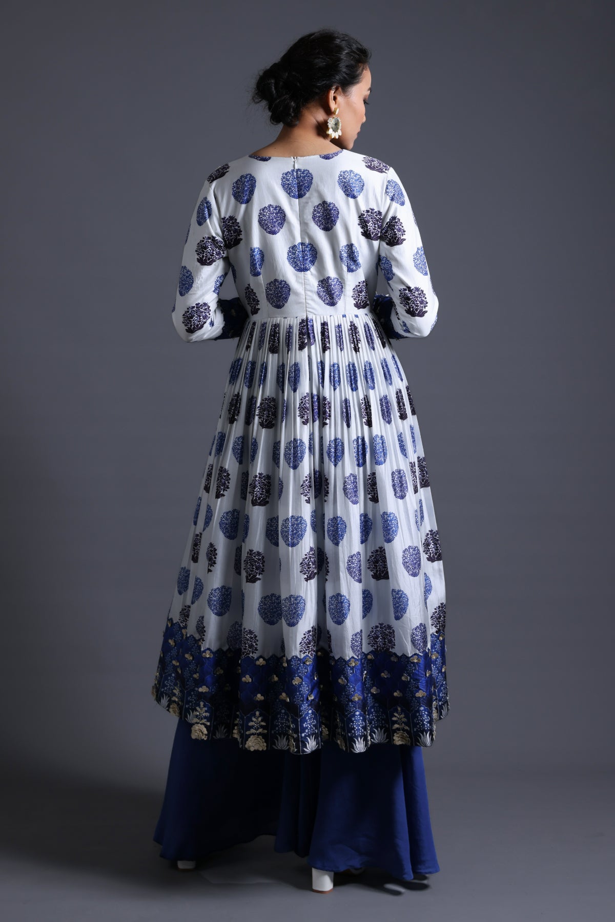 Mehr - Blue Hand-Embroidered Anarkali With Sharara & Dupatta