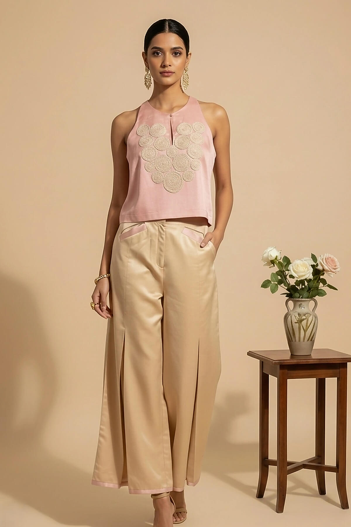 Noor — Embroidered Satin & Cotton Suit Set
