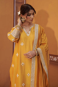 Peetambara Yellow Gold Embroidered Cutwork Mori Kurta Set