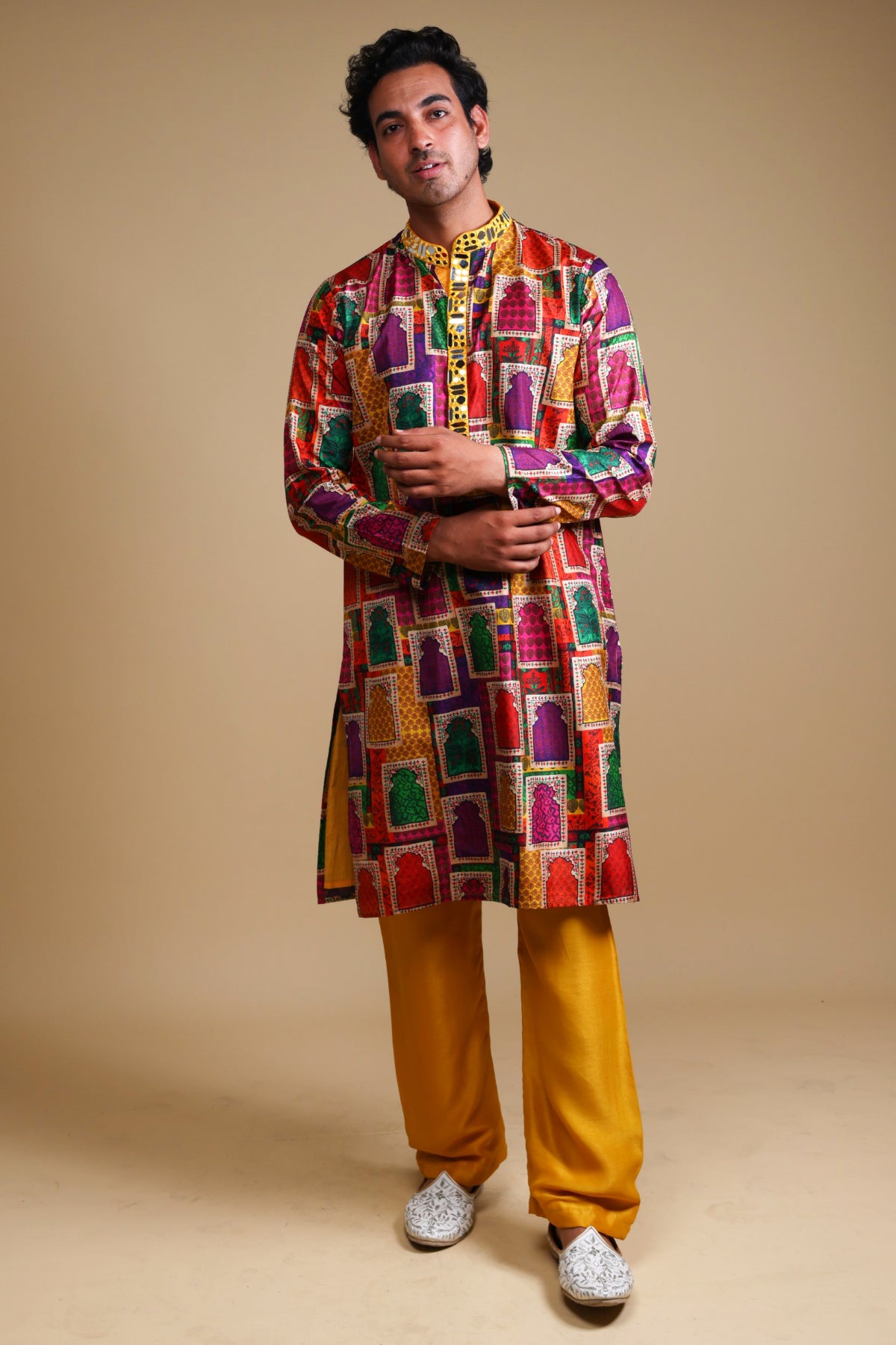 Prakha Mirror Work Kurta With Matching Pyjama
