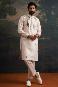 Prith Golden Sand Hand-Embellished Mirror Work Kurta Set