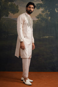 Prith Golden Sand Hand-Embellished Mirror Work Kurta Set