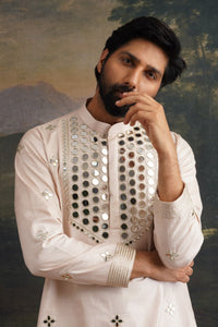 Prith Golden Sand Hand-Embellished Mirror Work Kurta Set