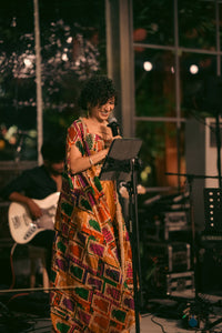 Maalavika Sundar at Concert in our Liquid Gold Cape & Dhoti Set