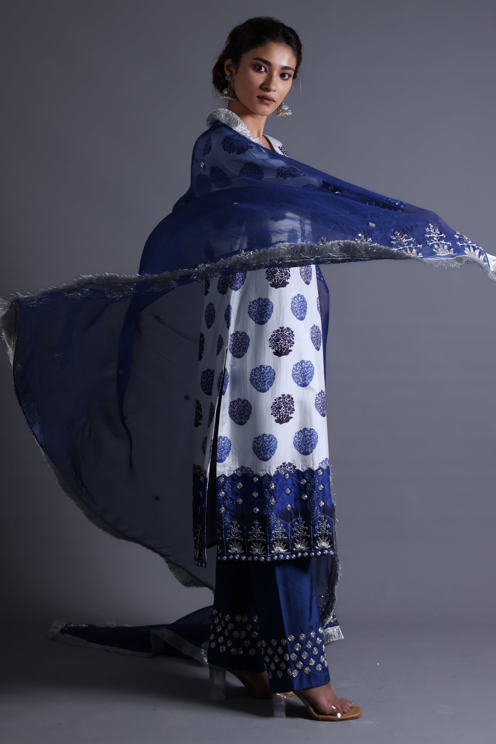 Raisa Hand-Embroidered Kurta With Pant And Dupatta Set