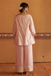 Roop Pink Short Kurta With Broad Pleated Pant Set