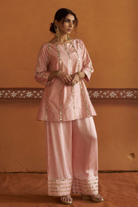 Roop Pink Short Kurta With Broad Pleated Pant Set