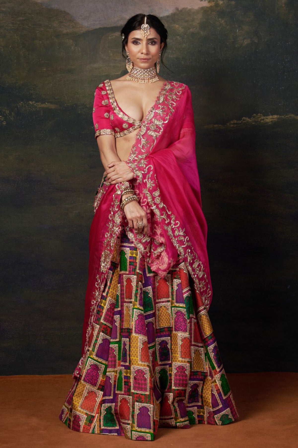 Ruhi - Pink Heavy Zardosi Work Bridal Lehenga Set