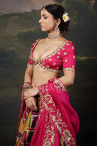 Ruhi - Pink Heavy Zardosi Work Bridal Lehenga Set