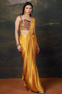 Kanak -Liquid Gold Hand-Embroidered Pre-Draped Saree