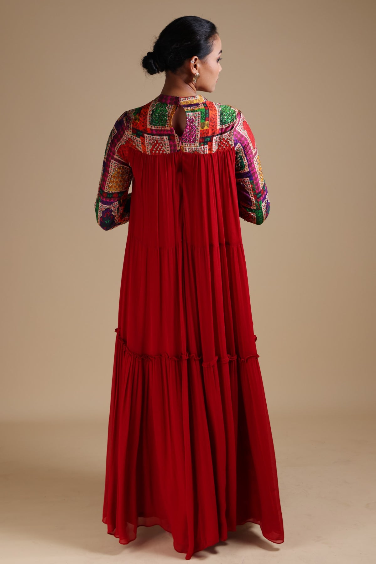 Seeya - Red tiered maxi style kurta set