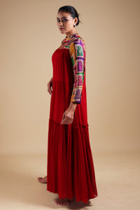 Seeya - Red tiered maxi style kurta set