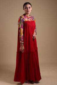Seeya - Red tiered maxi style kurta set
