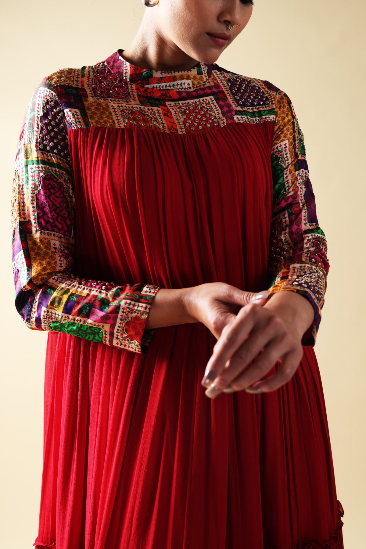 Seeya - Red tiered maxi style kurta set