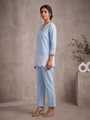 Azure Sky Blue Hand-Embroidered Cotton Co-ord Set