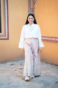 Logo shirt with mirror work pant set