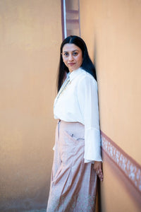 Logo shirt with mirror work pant set