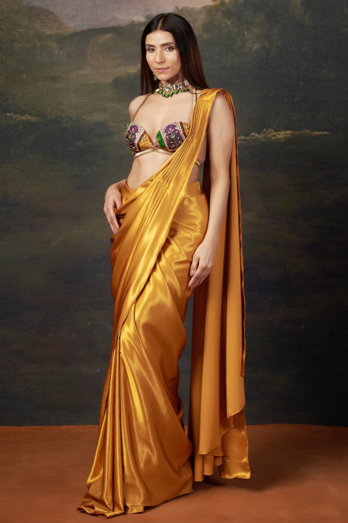 Swarna - Liquid Gold Saree with Cleopatra Blouse