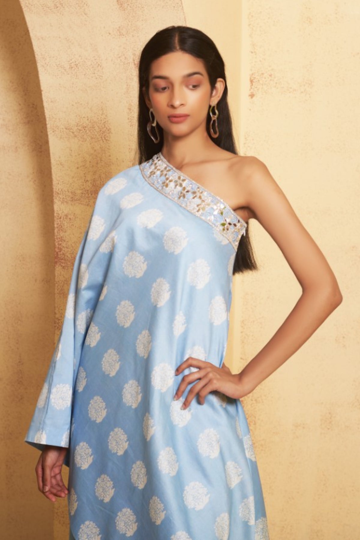 Tanvi Hand Embroidered Off Shoulder Tunic Set