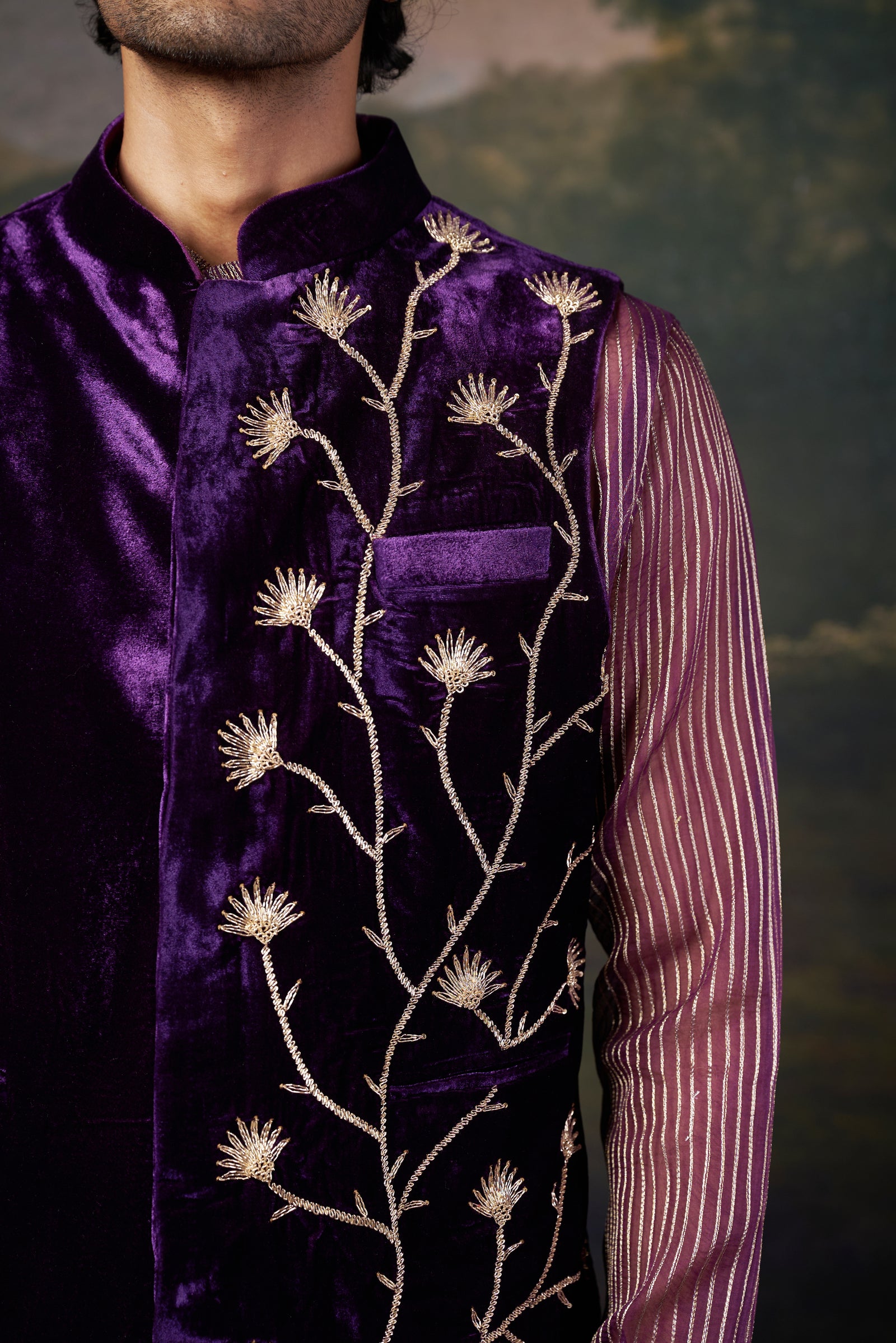 Raas Hand-Embroidered Organza Shirt With Jacket Set