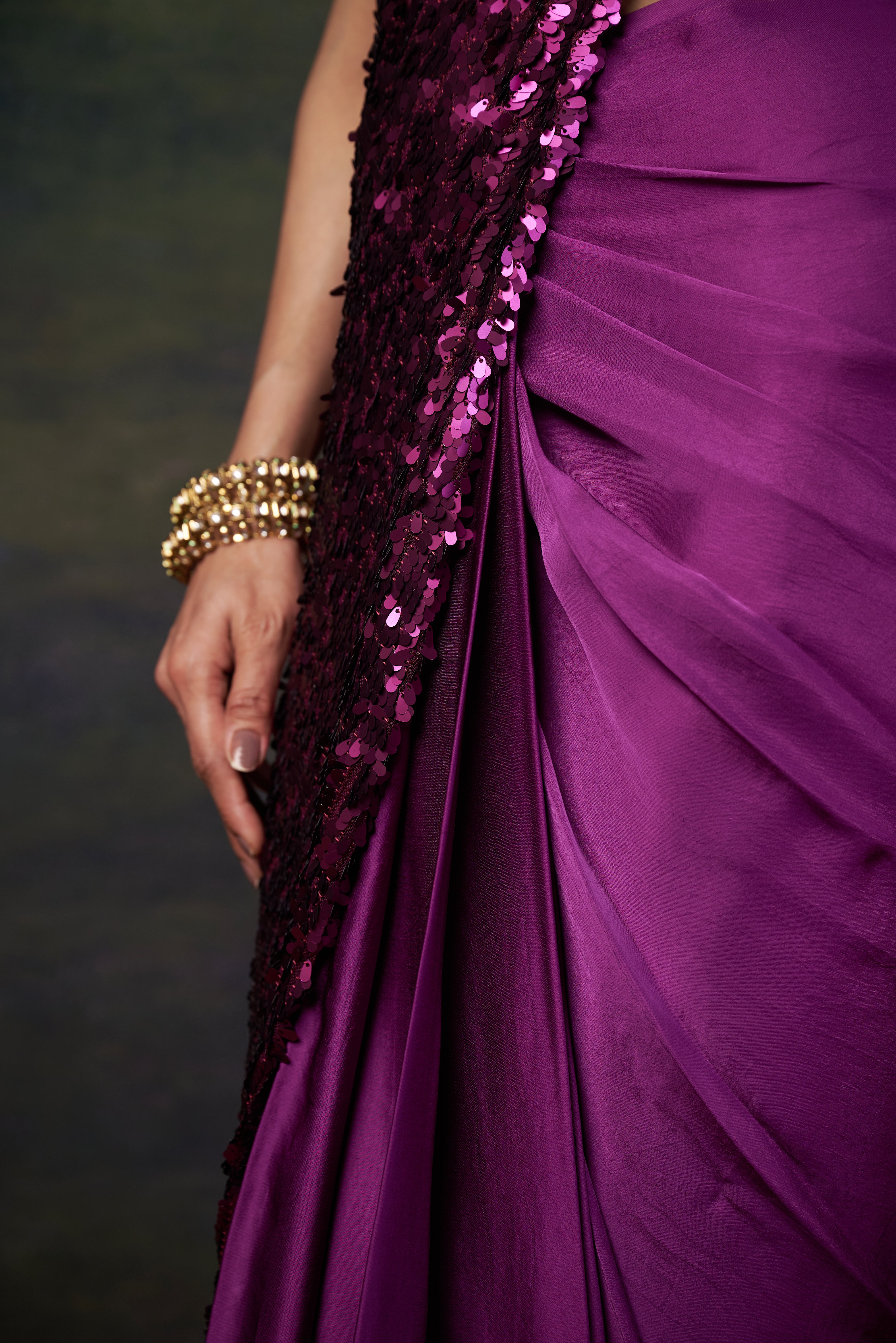 Hand embroidered blouse with signature abstract big flower print saree