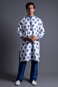Vallab Hand Embroidered Buuti Print Kurta With Pyjama