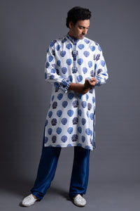 Vallab Hand Embroidered Buuti Print Kurta With Pyjama