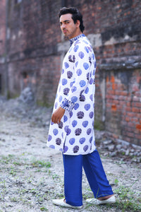 Vallab Hand Embroidered Buuti Print Kurta With Pyjama