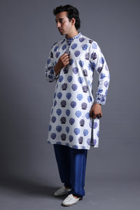 Vallab Hand Embroidered Buuti Print Kurta With Pyjama
