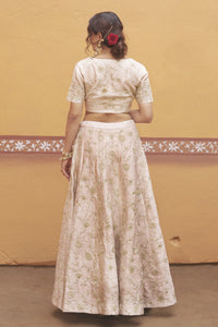 Vasundhara - Ivory Gold Jaal Work Fully Embroidered Lehenga Set