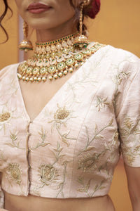 Vasundhara - Ivory Gold Jaal Work Fully Embroidered Lehenga Set