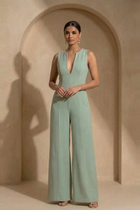 Verde - Green Tailored Wide-Leg Jumpsuit