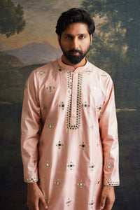 Vrik Rosewood Overall Hand Embroidered Mirror Work Kurta