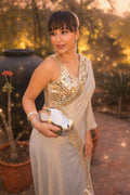 Ayushi Tyagi in the Blue Hand-Embroidered Mirror Work Border Saree