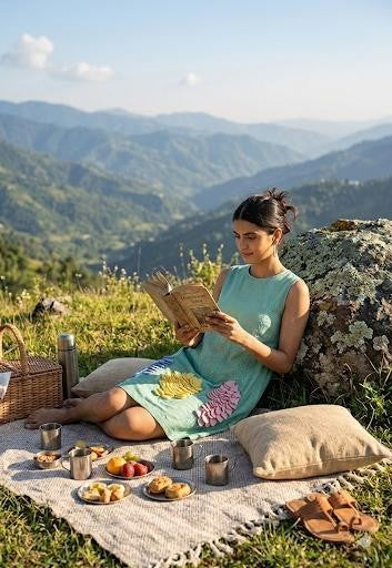 Aveline — Embroidered Chanderi Cotton Dress