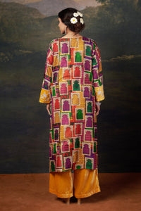 Peehu Hand-Embroidered Jharoka Print Yellow Kurta Set