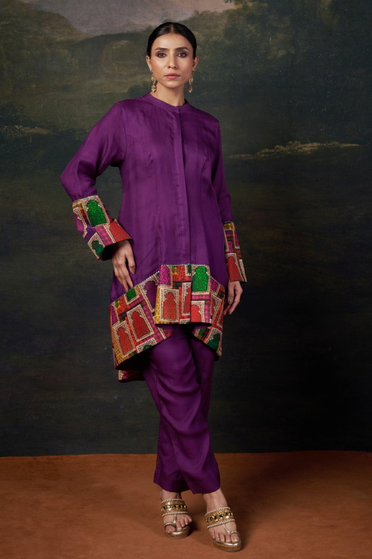 Aara Organza Coord Purple Set