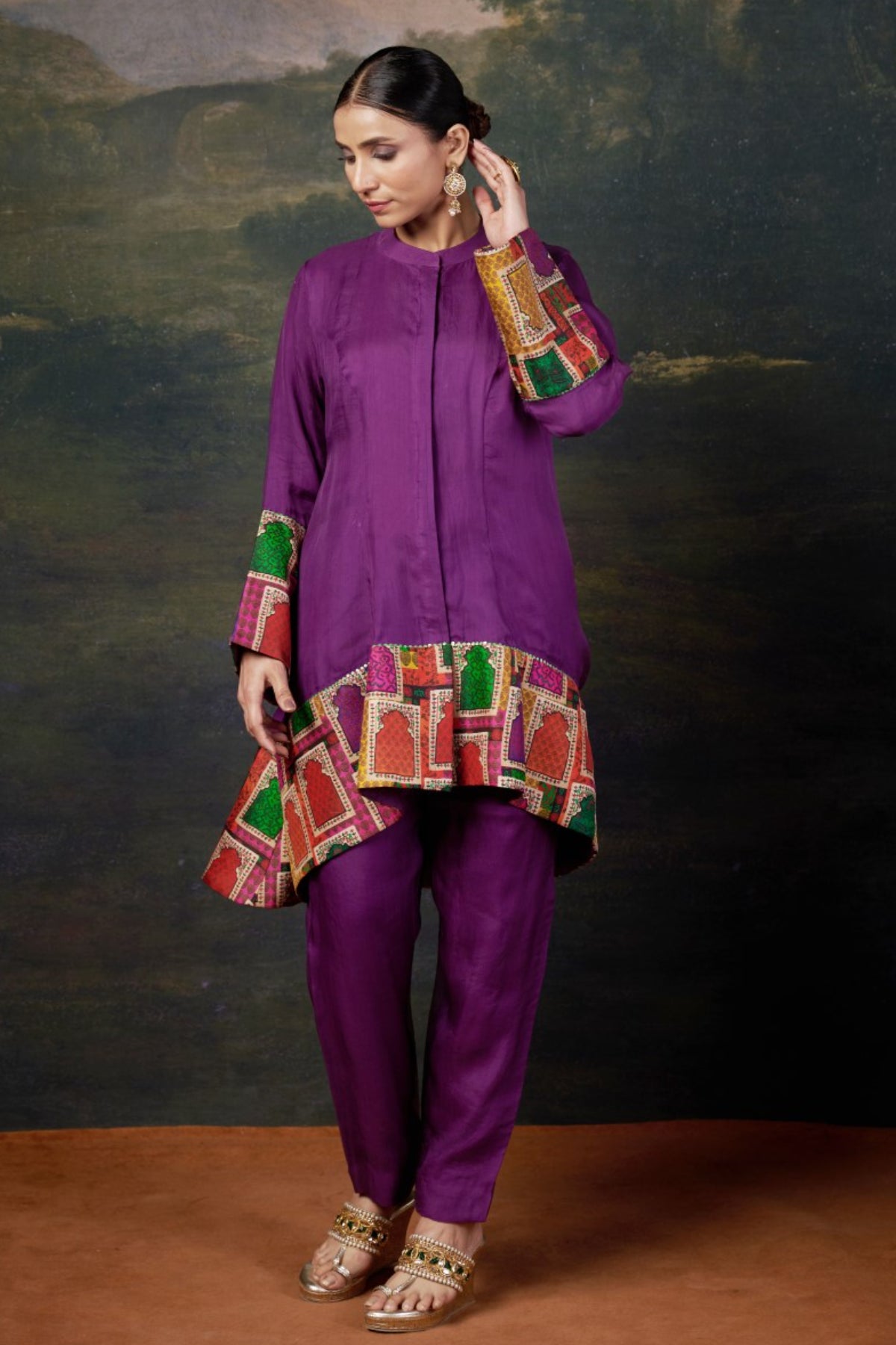 Aara Organza Coord Purple Set
