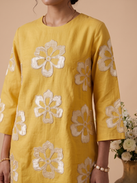 Citrus Muse Yellow Hand-Embroidered Cotton Co-ord Set