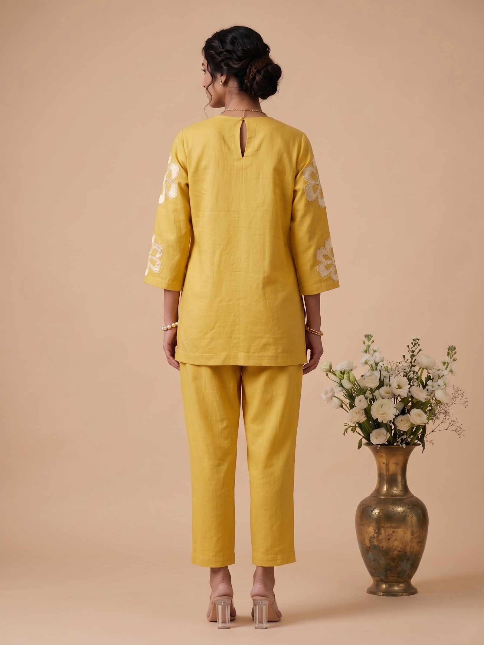 Citrus Muse Yellow Hand-Embroidered Cotton Co-ord Set